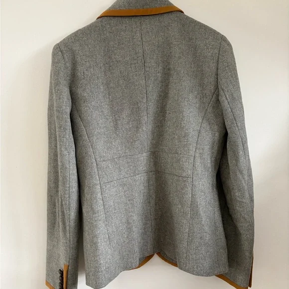 J Crew Gray Blazer with Tan Trim - Picture 5 of 6
